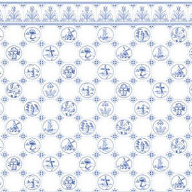 Dollhouse Miniature Wallpaper: Dutch Tile, Blue On White